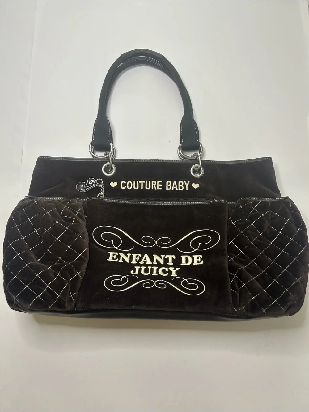 Juicy Couture Vintage 2008 'Couture Baby' Black Diaper Bag with Changing Pad